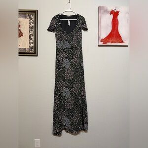 Floral Black and Pink Maxi Dress